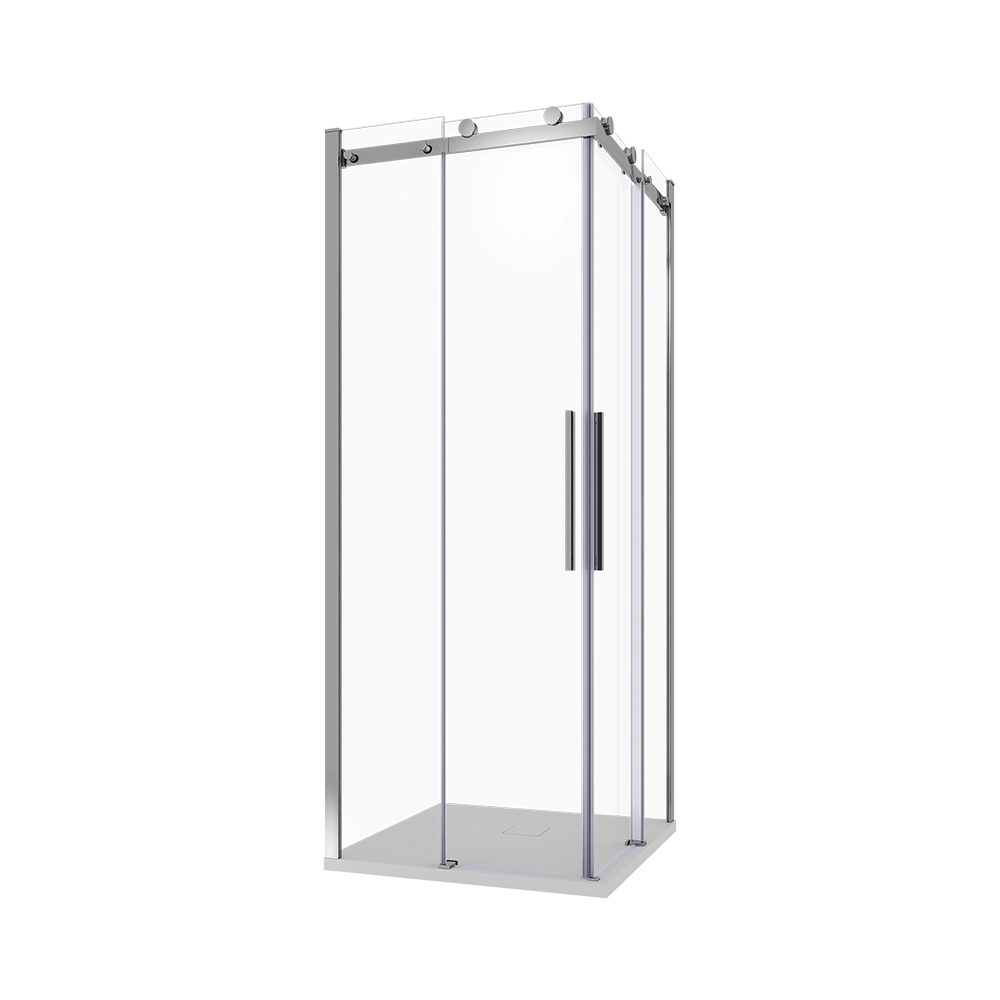 Box doccia angolare 70x70cm due ante scorrevoli  vetro 8mm trasparente profili cromati h195 | Creta