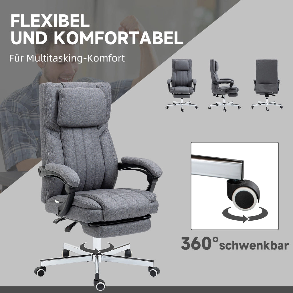Sedia da Ufficio ¨C Minimal ¨C Grigio, Leinen, 65x61x118 cm