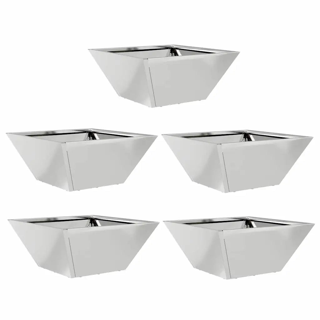 Vaso da giardino 5 pcs Argento 35 x 35 x 15 cm Acciaio zincato 873807