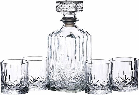 Set per bicchieri di Whisky - Decantatore di cristallo grattato per whiskey e brandy