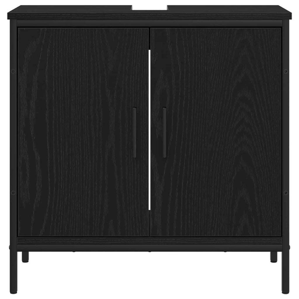 Set di mobili per il Bagno | Armadio da bagno 3 pz Nero Legno multistrato