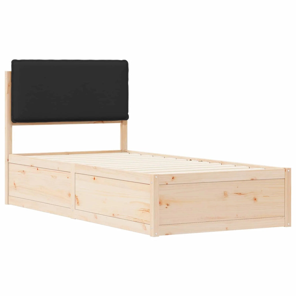 Letto con Testiera Rivestita Nero 80 x 200 cm Pino massello 877591