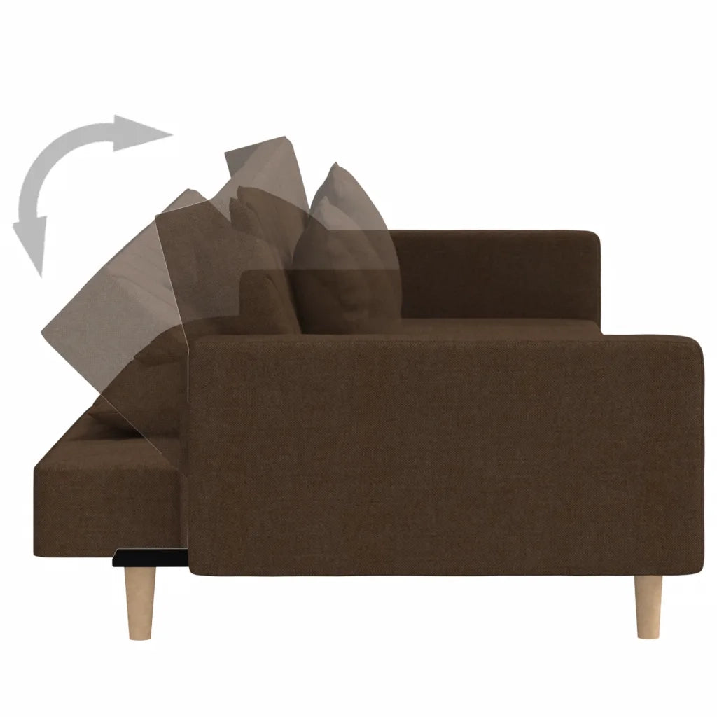 Divano Letto a 2 Posti con 2 Cuscini Marrone in Tessuto 375903