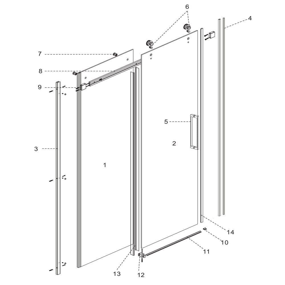 Ogomondo porta scorrevole slide due ante black profilo nero cristallo 8 mm *** misure 167-169xh200 cm, confezione 1