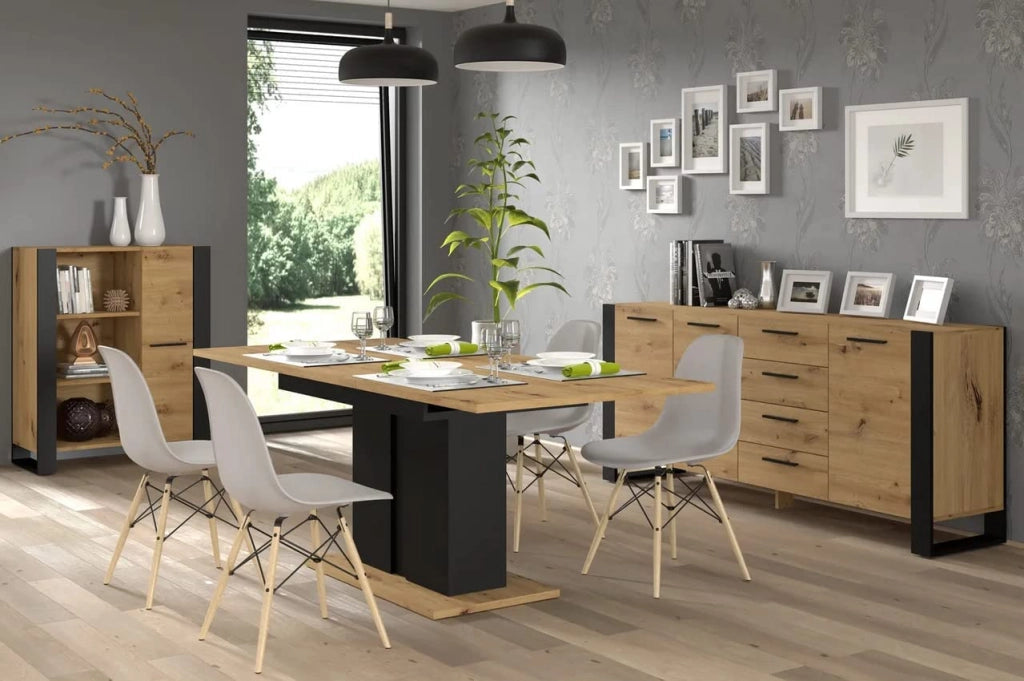 MOBILE SCAFFALE LIBRERIA COMO' NUKA 110x90x43cm ROVERE NERO