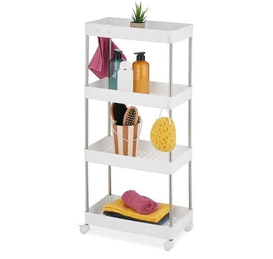 Trolley per cucina a 4 livelli su ruote – Organizzatore intelligente per cucina e bagno