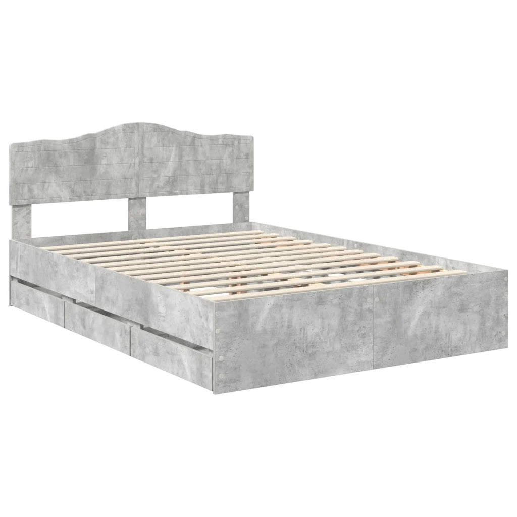 Struttura del letto con cassetto Grigio cemento 150 x 200 cm 3412994