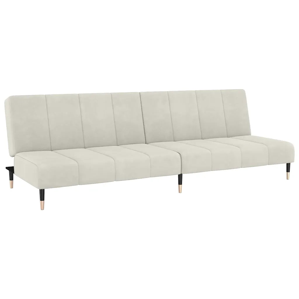 Divano Letto a 2 Posti Crema in Velluto 375883
