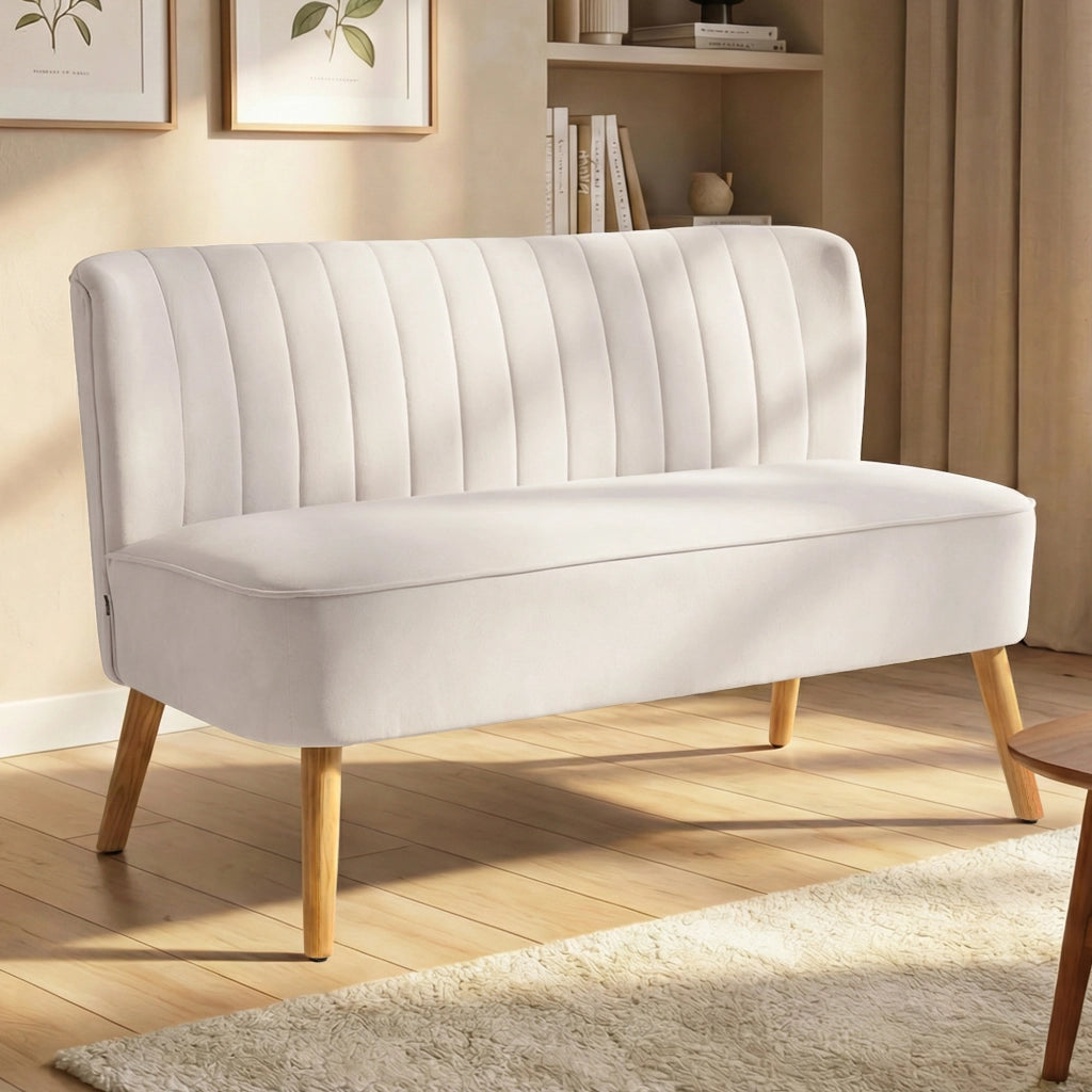 Divano 2 Posti Retrodesign ¨C zephmum ¨C Legno Crema 117x56x77