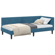 Letto singolo | Letto per adulti | Cornice del letto ad angolo Blu 100 cm x 200 cm Velluto