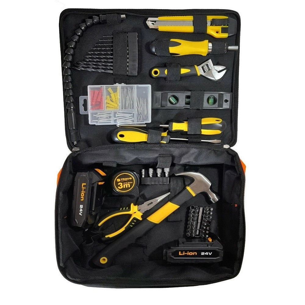 Trade Shop - Trapano Avvitatore Doppia Batteria A Litio 24v + 150 Accessori + Borsa Cd24-152 -