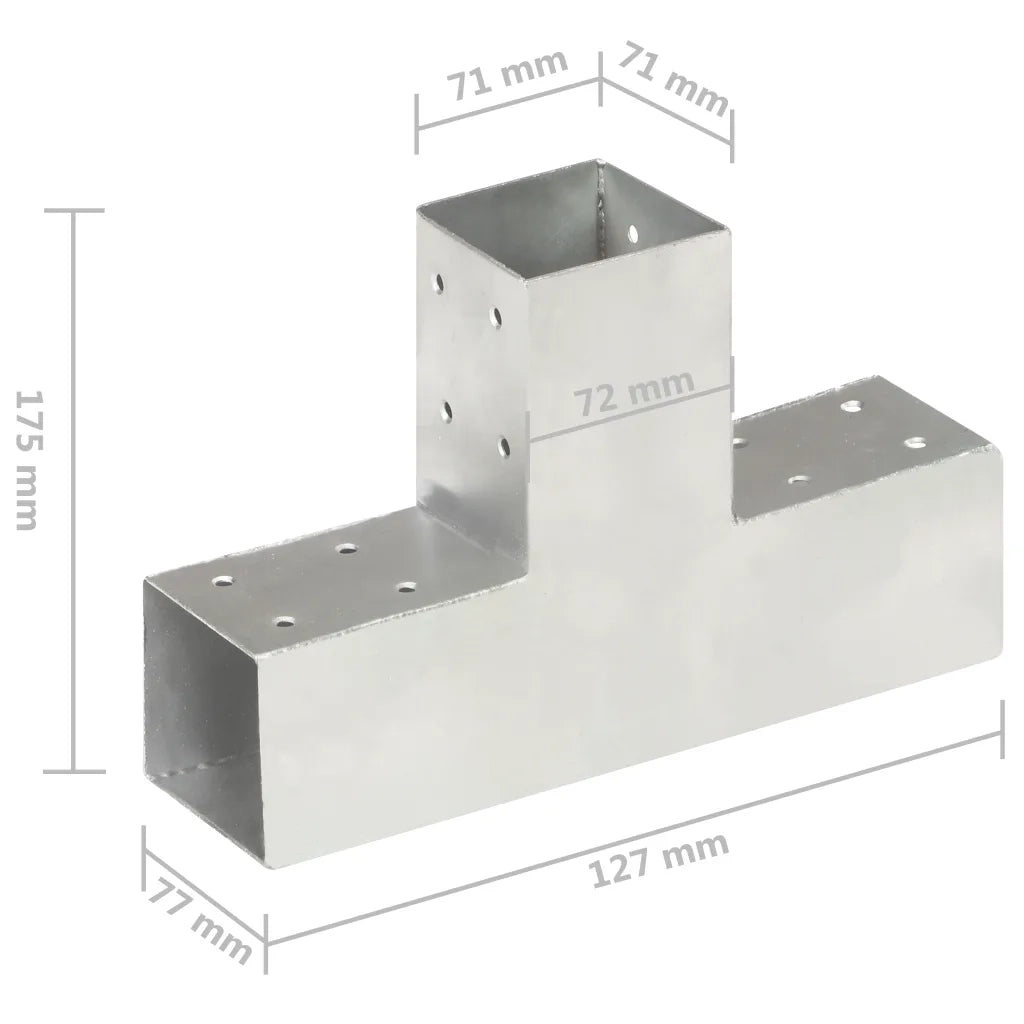Connettore per Pali a Forma di T in Metallo Zincato 71x71 mm CFW7641370