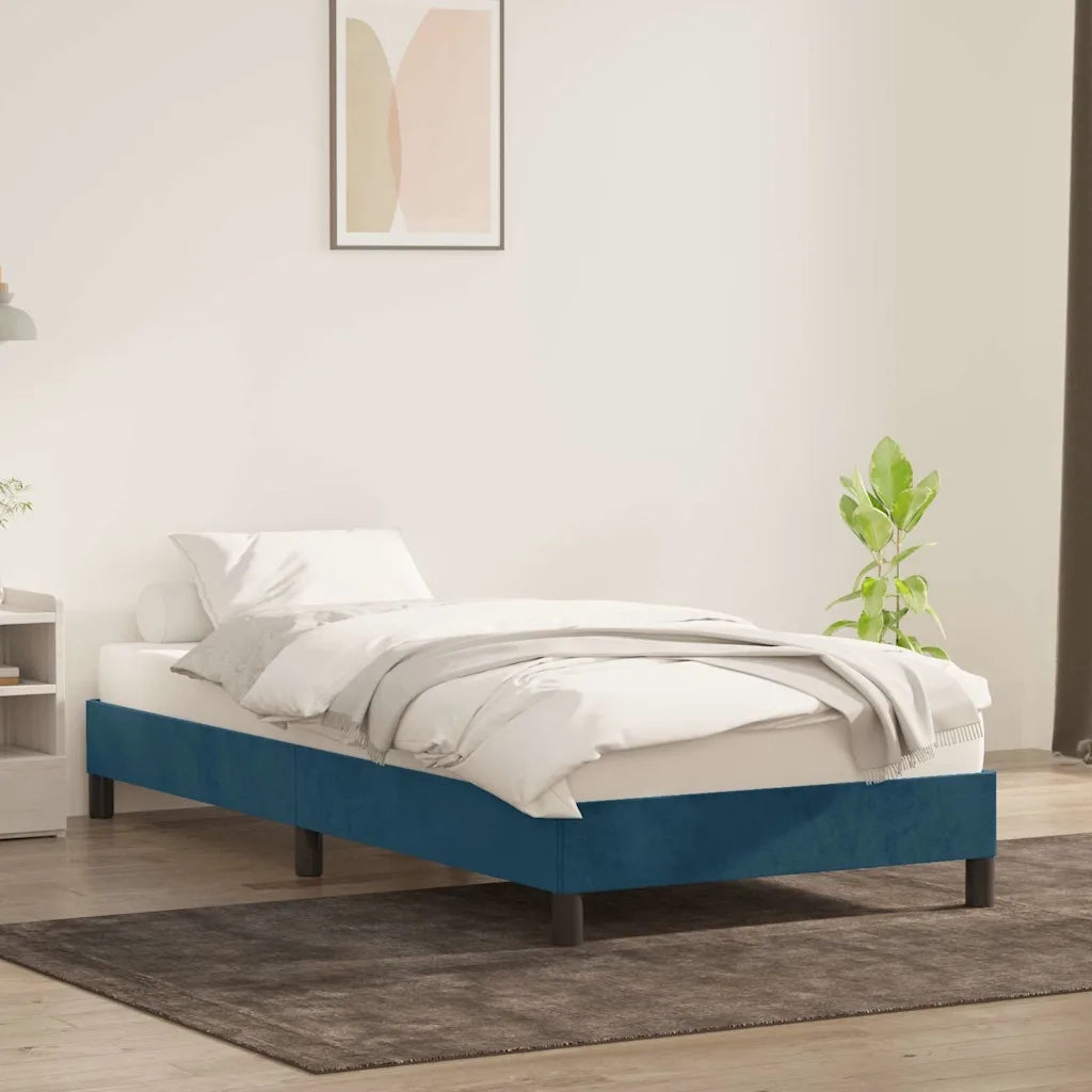 Letto singolo | Letto per adulti | Giroletto senza Materasso Blu Scuro 90x210 cm in Velluto