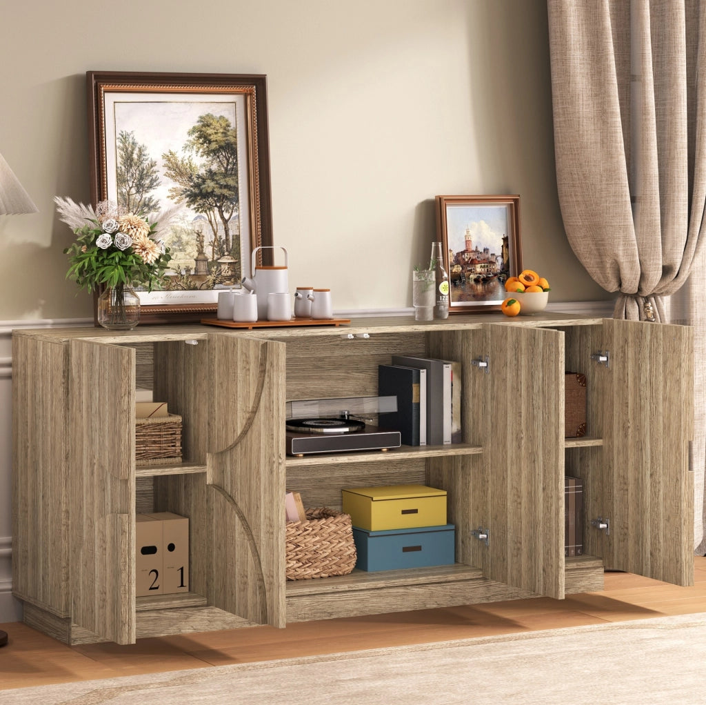 Madia 160x40x80 cm con ante e ripiani regolabili in pannello truciolare naturale