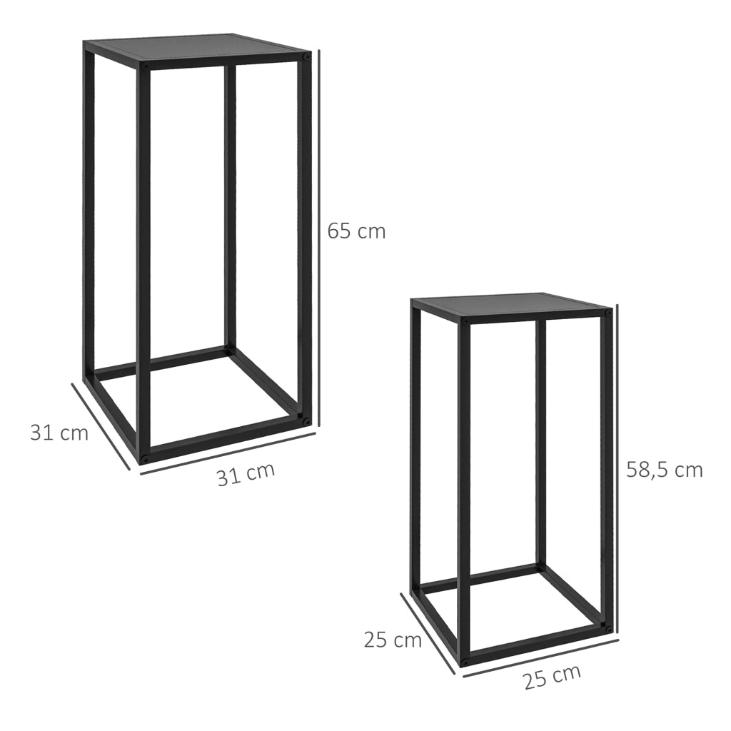 Supporto per vasi da giardino ¨C Minimal ¨C 2 pezzi, 58.5 e 65 cm, nero, acciaio