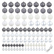 Set Palline di Natale 100 pz-Decorazioni natalizie 3/4/6 cm Bianco/Grigio