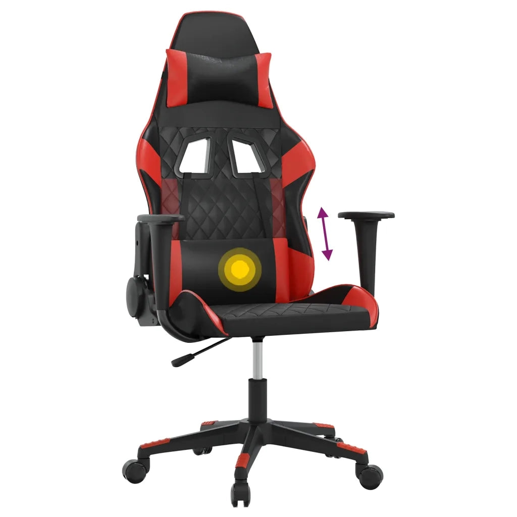 Sedia da Gaming Massaggiante Rosso e Nero in Similpelle 345512