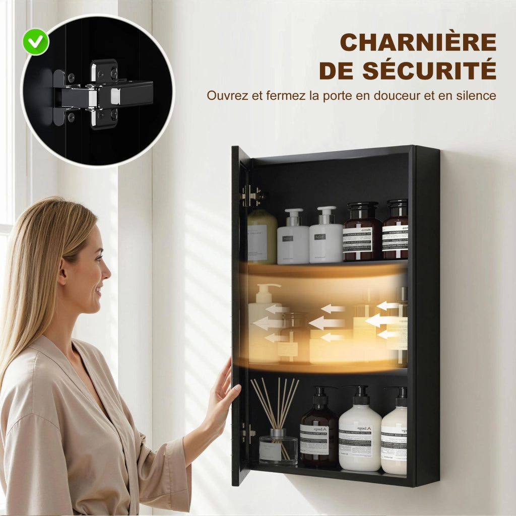 Armadio da bagno con specchio ¨C Minimal ¨C nero 40x12x60 cm