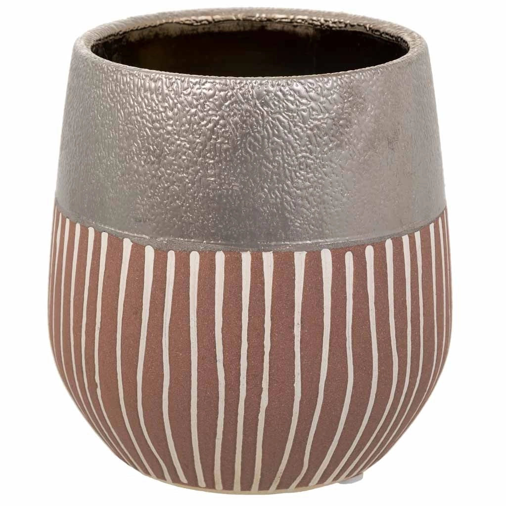 Vaso in ceramica argento 13x13x14h