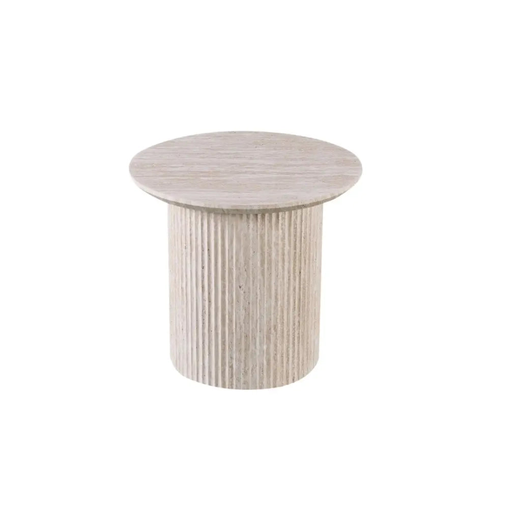 Table bassa VAGOS – Colore rovere chiaro – Tavolino rotondo Ø50 cm – MDF – Design moderno e naturale