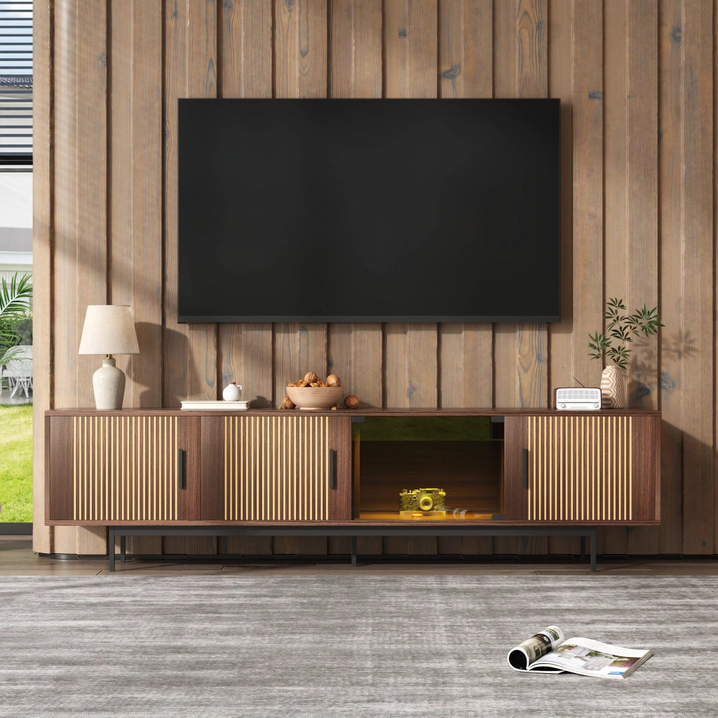 MOBILE TV 200x35x53 cm con LED Bluetooth MDF Nero e Noce