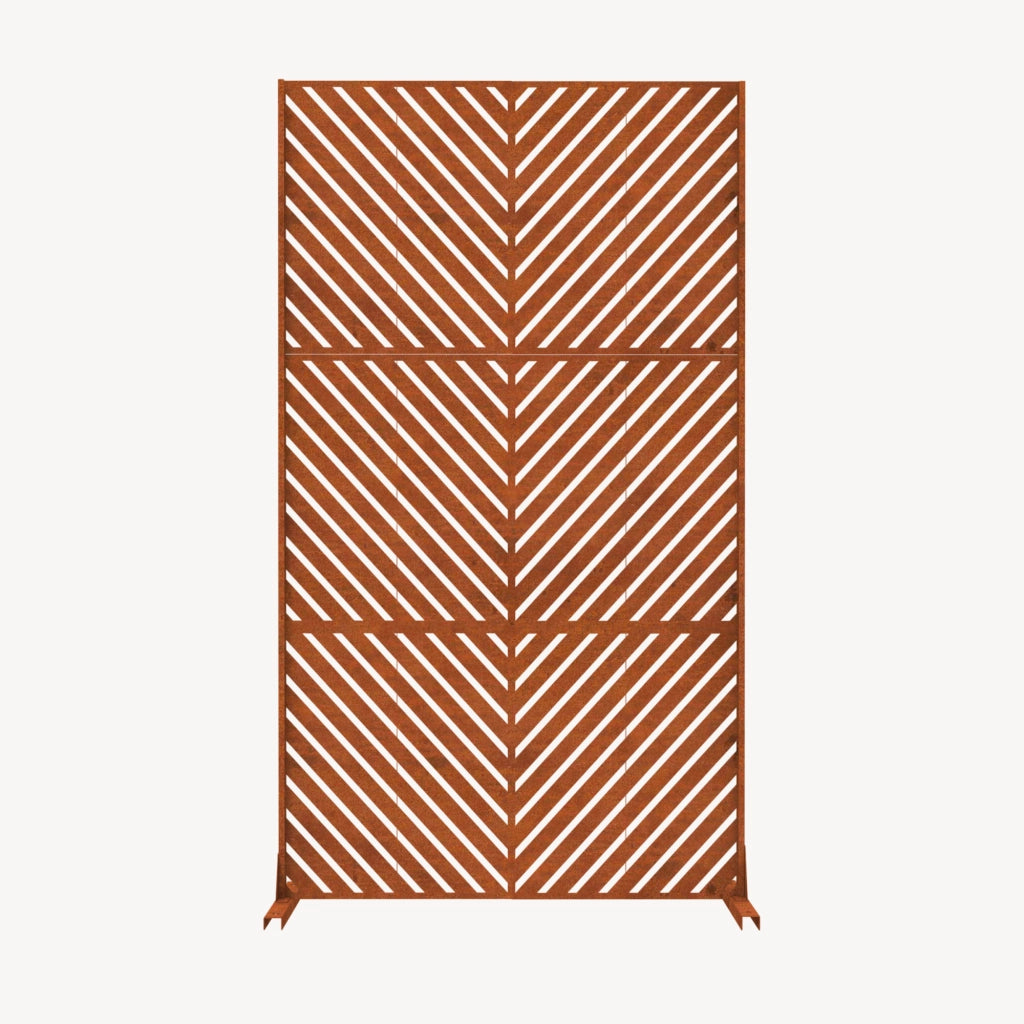 Pannello Divisorio Kekan con Struttura Decorativa in Acciaio Corten 180 x 90 cm - Marrone Ossidato casa.pro
