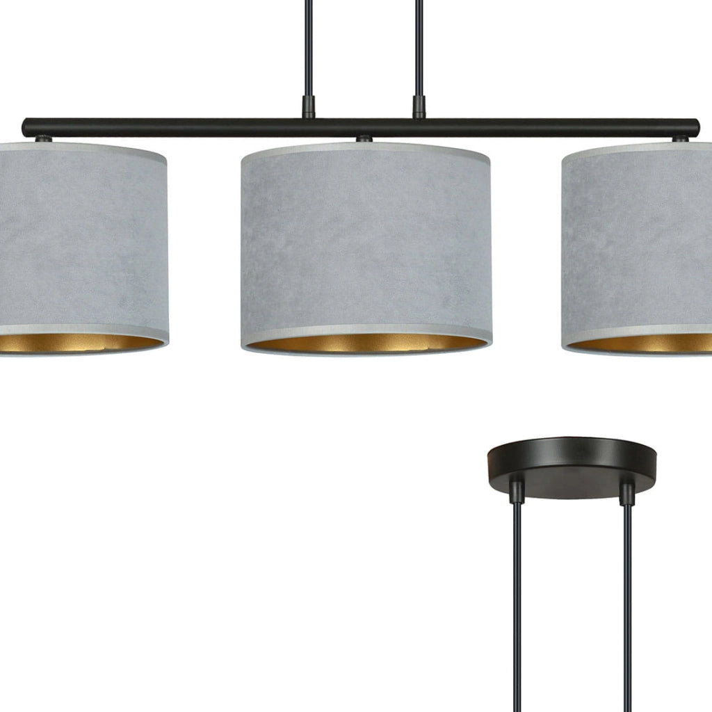 Emibig Hilde lampadario 3xE27 grigio oro nero dimmer