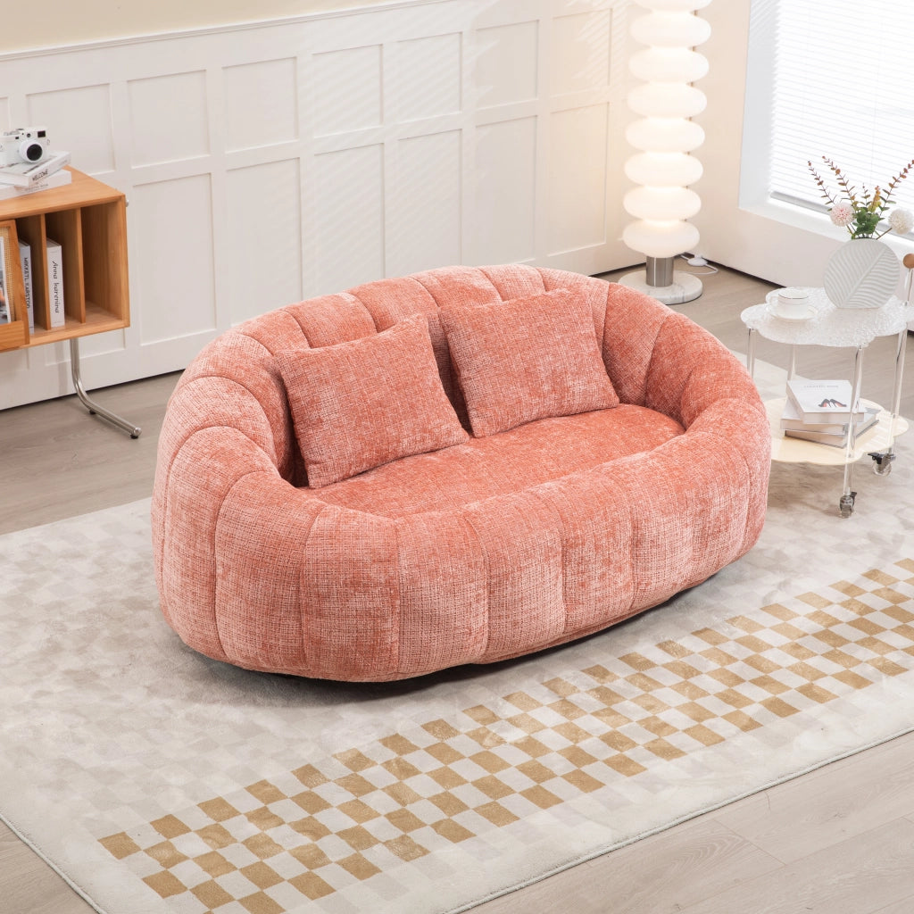 Sitzsack letto morbido in chenille rosa, divano lounge a due posti con imbottitura in memory foam, 150x95x63 cm