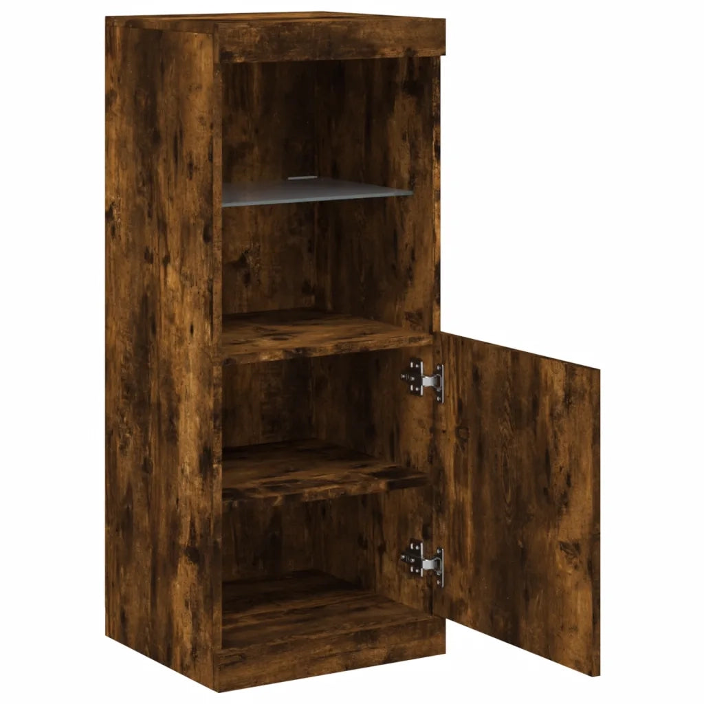 Credenza con Luci LED-Buffet-Armadio da cucina Rovere Fumo 41x37x100 cm 554145