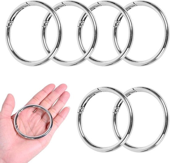Karabini hanger rotonde in acciaio inossidabile - 6 pezzi | O-ring | Hanger chiave | Accessorio borsa e portafoglio