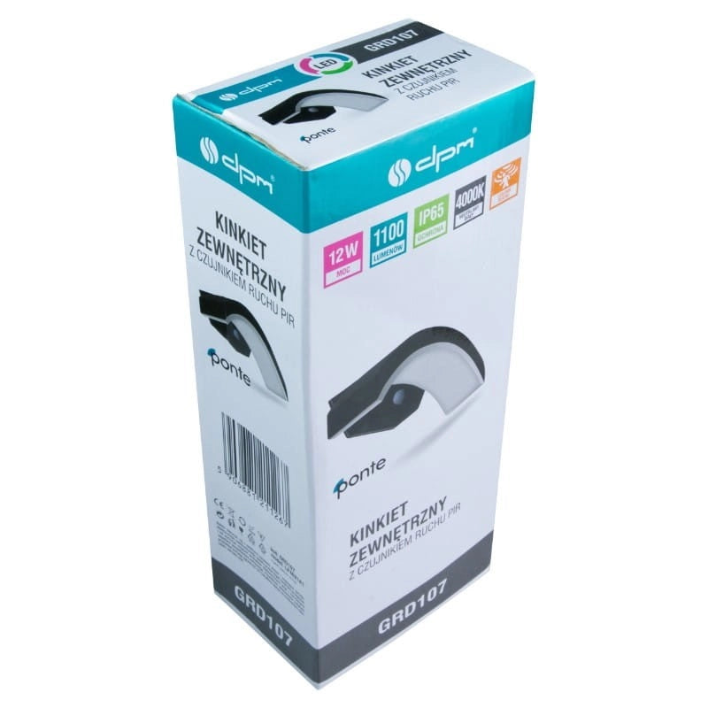 Applique esterna LED 12W sensore PIR Ponte IP65 nera