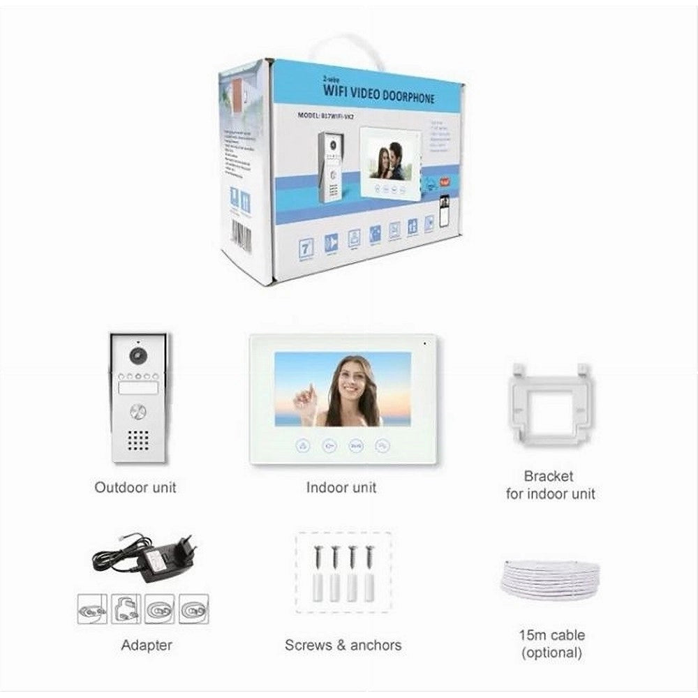 Trade Shop - Kit Videocitofono Wifi Monofamiliare Smart Monitor 7" Wireless 2 Fili App Sd-b17 -