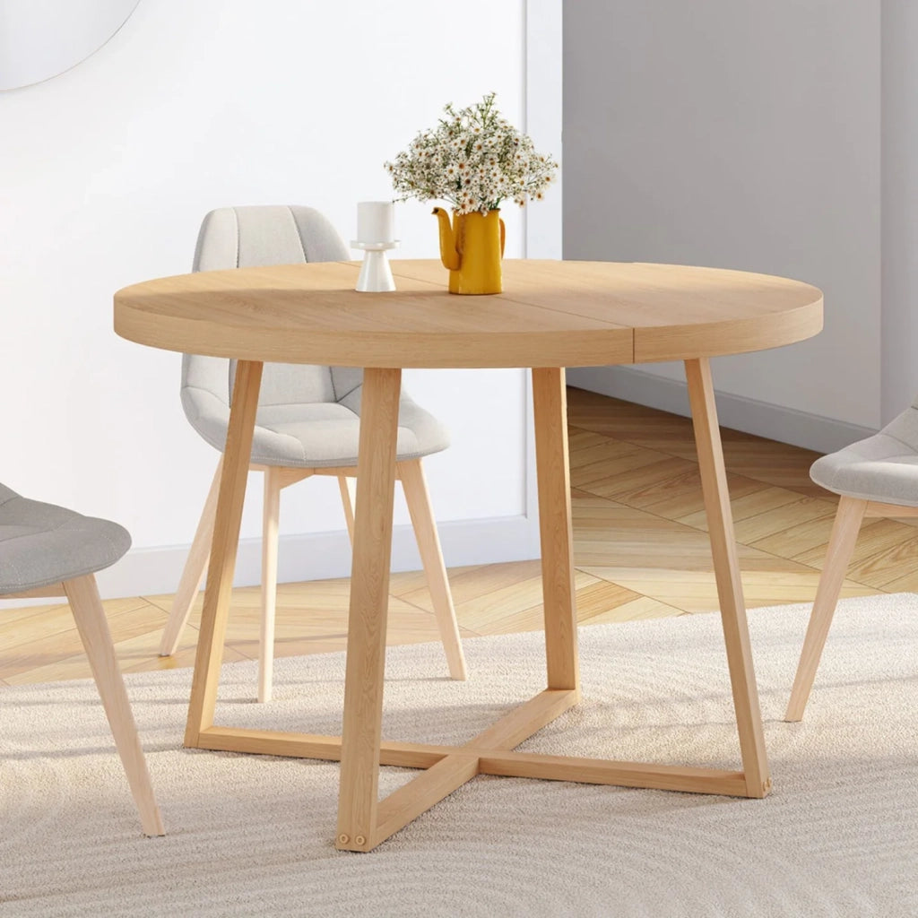 IDMarket - SELMA tavolo da pranzo rotondo allungabile 4-8 persone effetto legno faggio 110-150 cm