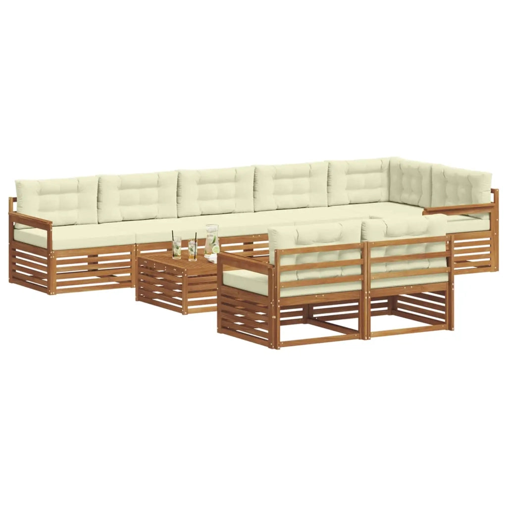 Set di divani da esterno con cuscino 9 pcs Naturale e Crema 3373685