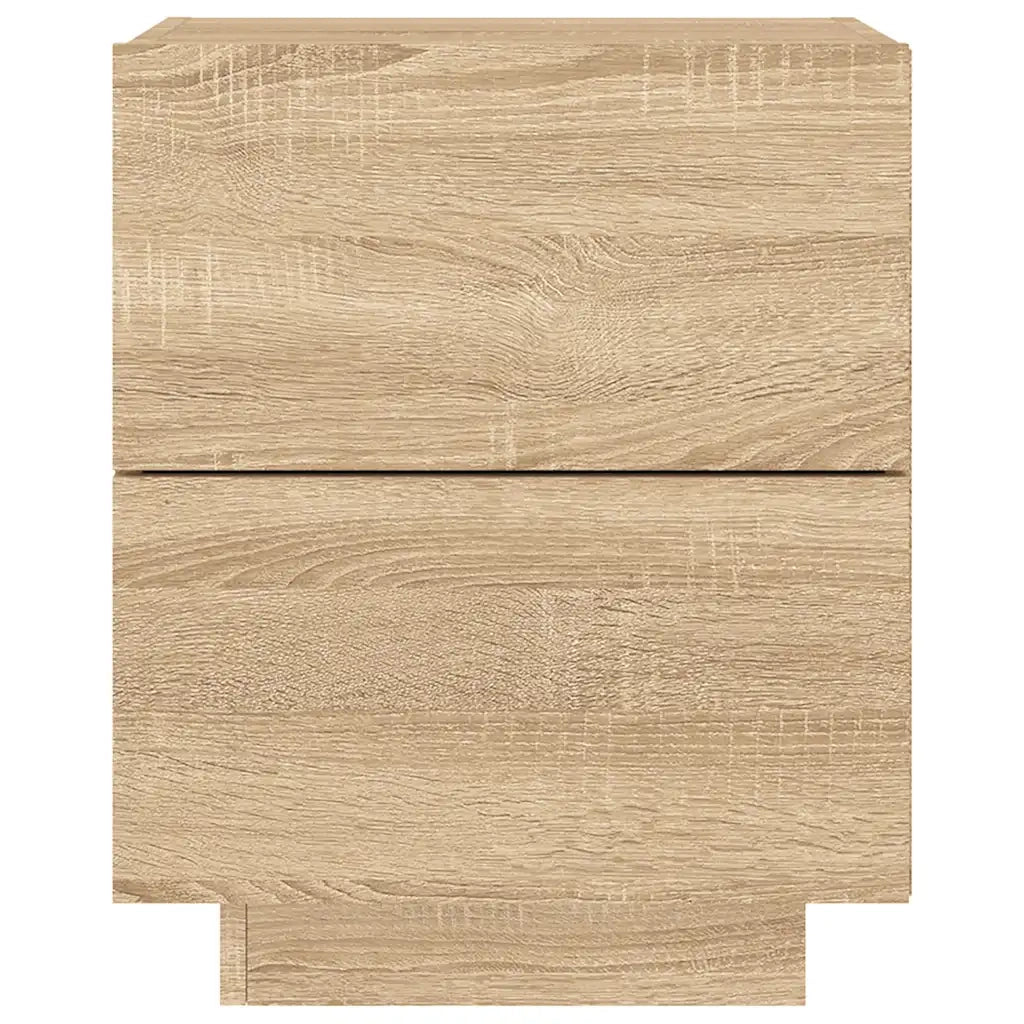 Comodini con Luci LED 2pz-Set di 2 Tavolino da notte Rovere Sonoma in Legno Multistrato 161552