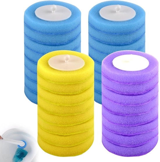 Kit di spazzolino per il water 32 pezzi - Testine di spugna per il water da gettare - Spazzolino per il water navabile - Pulizia con profumo di mare, limone e lavanda - Lotta contro batteri e odori - Spazzolino per il water per pulizia