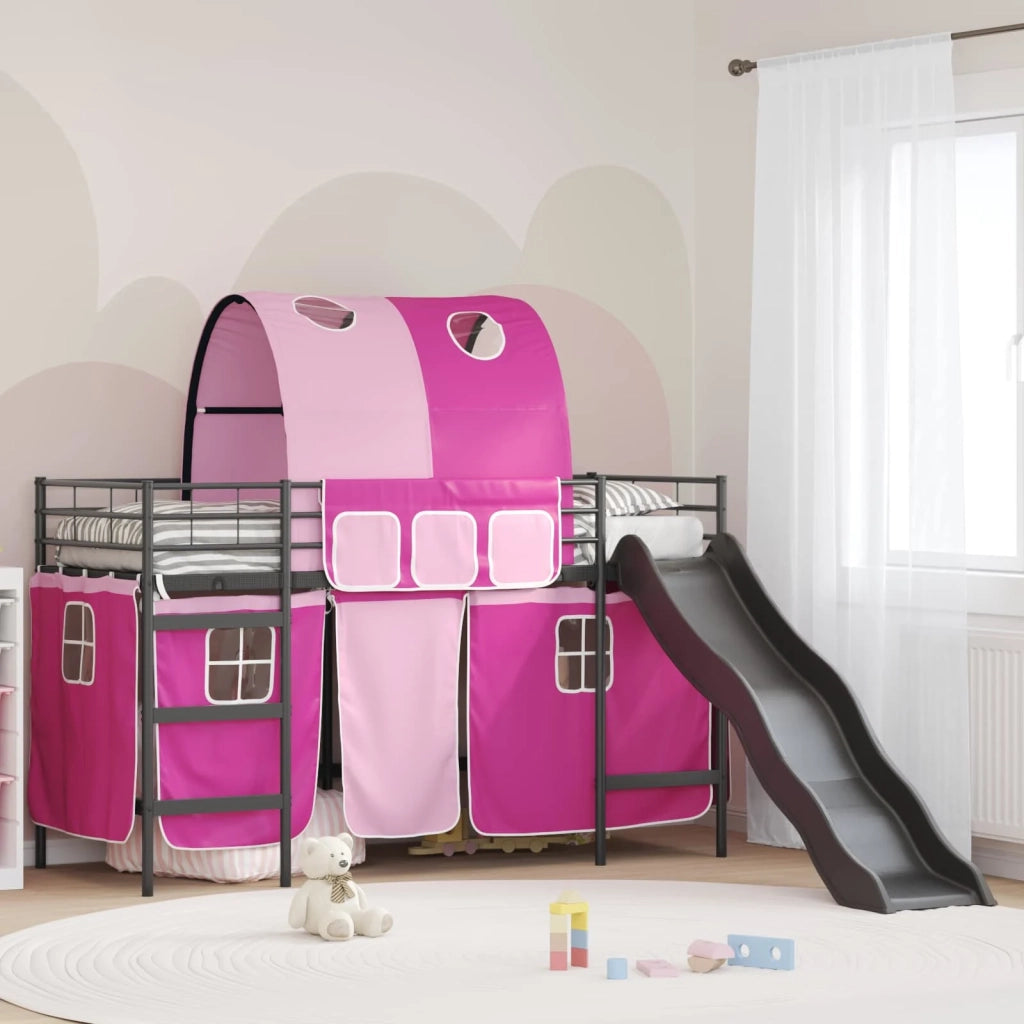 Struttura del letto loft per bambini Nero e rosa 90 x 190 cm 42020845