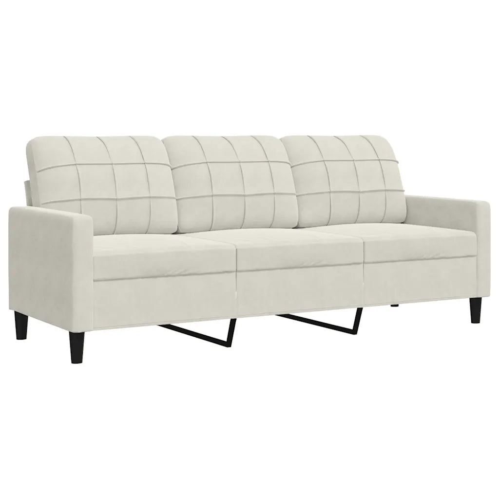 Divano | Divano da soggiorno | Sofa a 3 Posti Crema 180 cm in Velluto