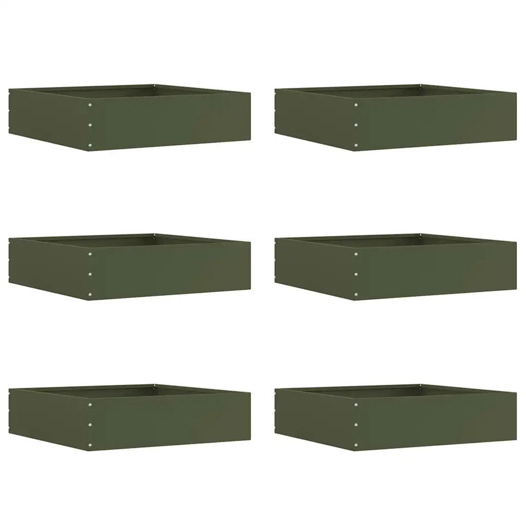 Bordura per Prato 6 pcs Verde oliva 50 x 50 x 13 cm Acciaio 874723