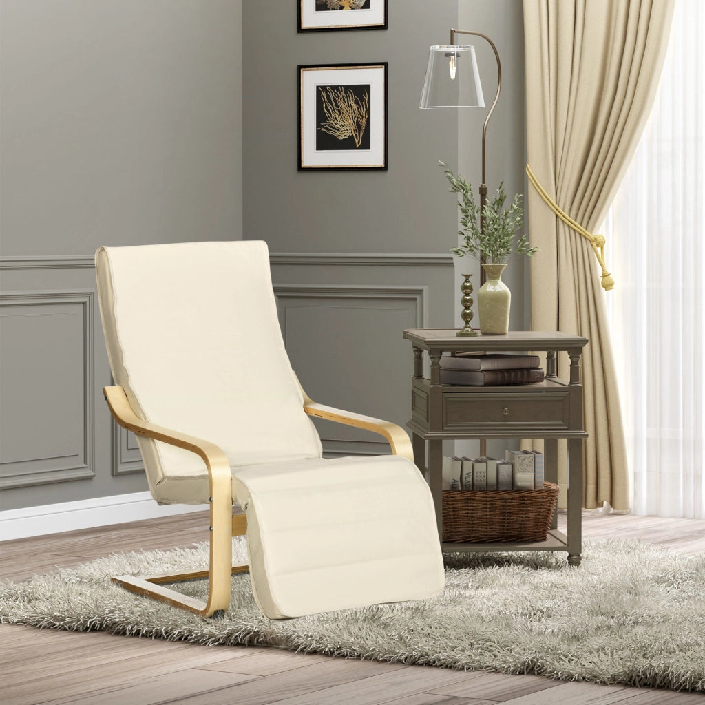 Poltrona Relax Reclinabile con Poggiapiedi e Poggiatesta ¨C Zephmum ¨C Tessuto Crema 66.5x94x100 cm