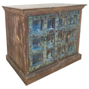 Credenza in legno artigianale blu 118x50x101h cm