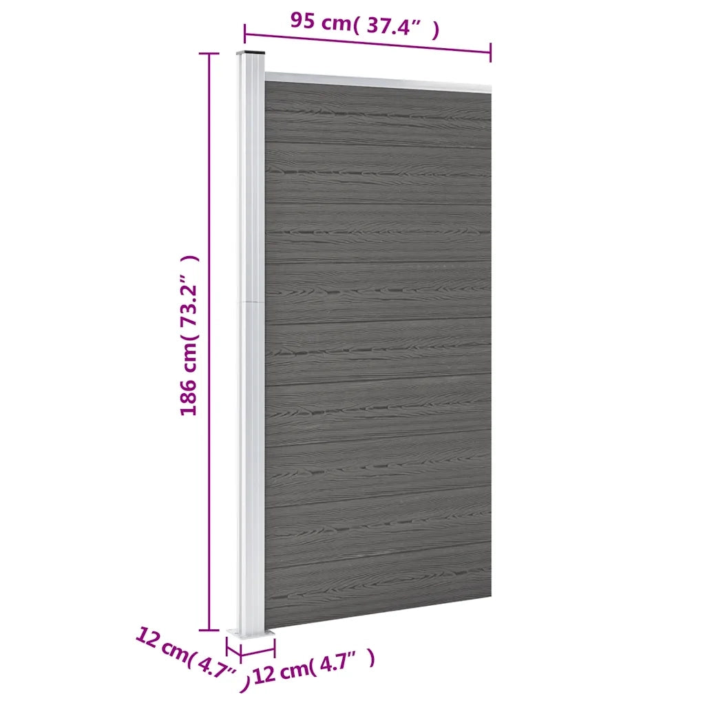Pannello di recinzione | Recinzione da Giardino in WPC 95x186 cm Grigio