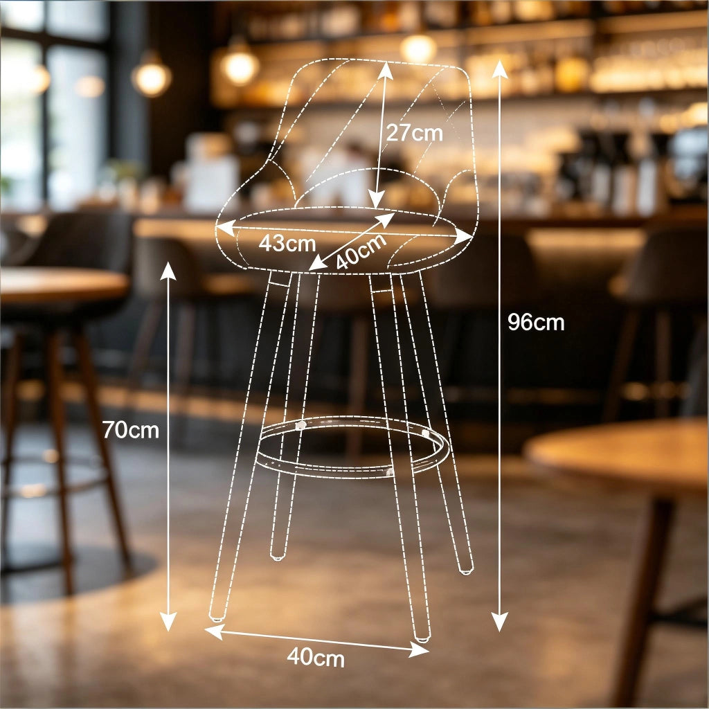 Sgabello da bar con schienale ergonomico e seduta imbottita per cucina e locali in similpelle e legno grigio