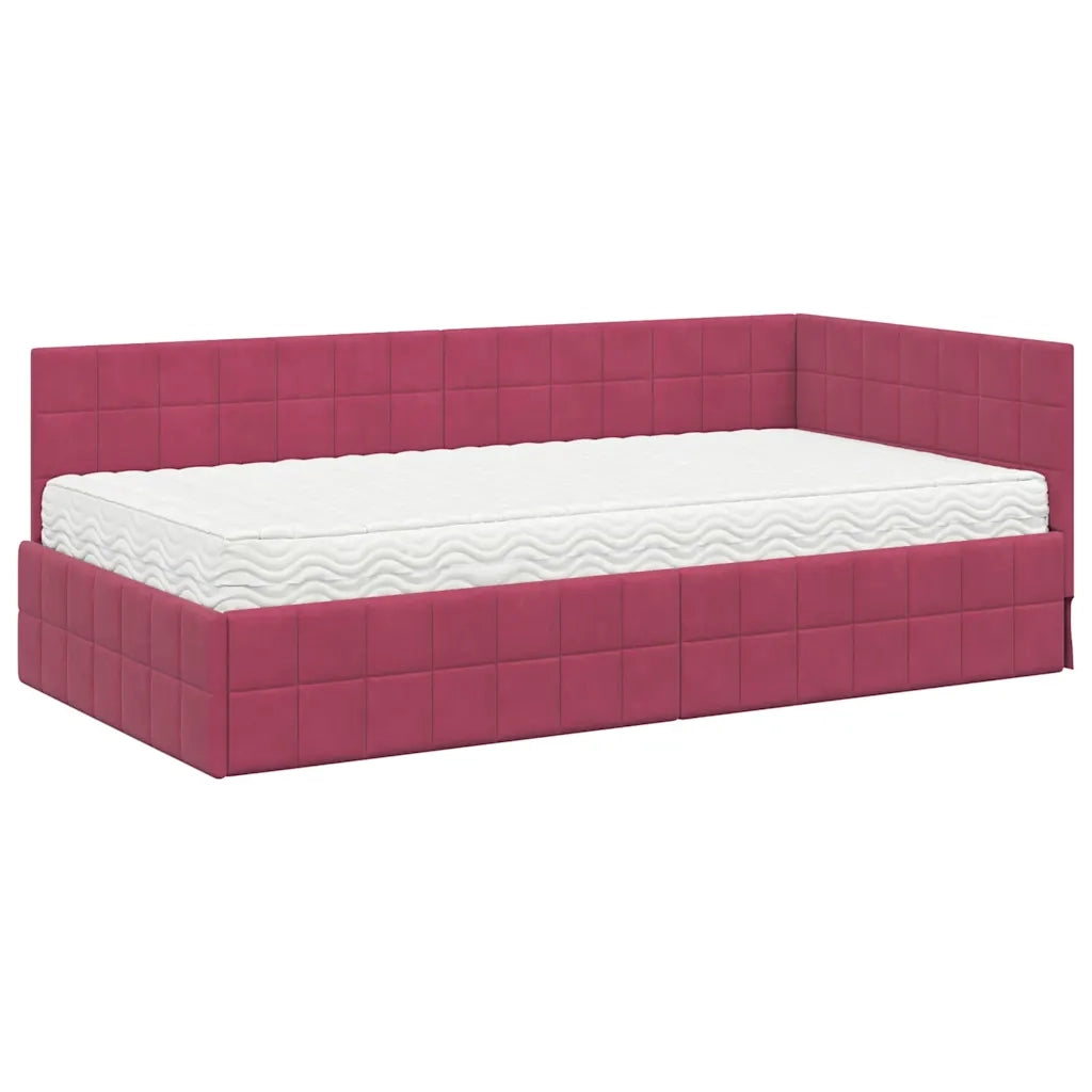 Struttura Letto Angolare con Materasso 2 pcs Verde Velluto 3393942