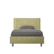 BS COM Letto una piazza e mezza con rete imbottito 120x210 microfibra tè verde
