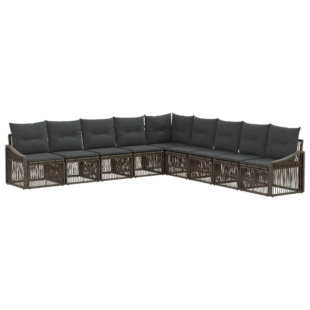 Set Divano da Giardino 9 pz Grigio polyrattan 3436028