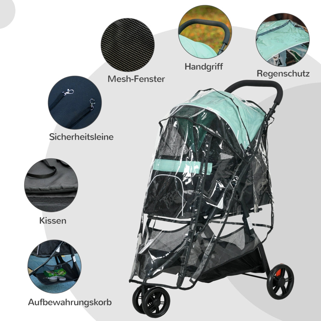 Carrello per animali domestici pieghevole ¨C Minimal ¨C Blu e verde