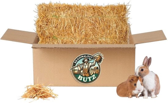 Stramezzo di grano premium 14 kg - Qualità superiore - Per conigli/cavie/cavalli - Molto morbido/assorbente/antistatico - Raccolto 2025 - Sostenibile dalla fattoria - Fieno per animali