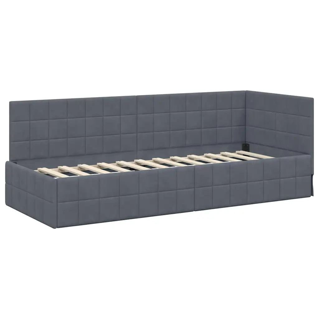 Cornice del letto ad angolo Grigio scuro 80 cm x 200 cm Velluto