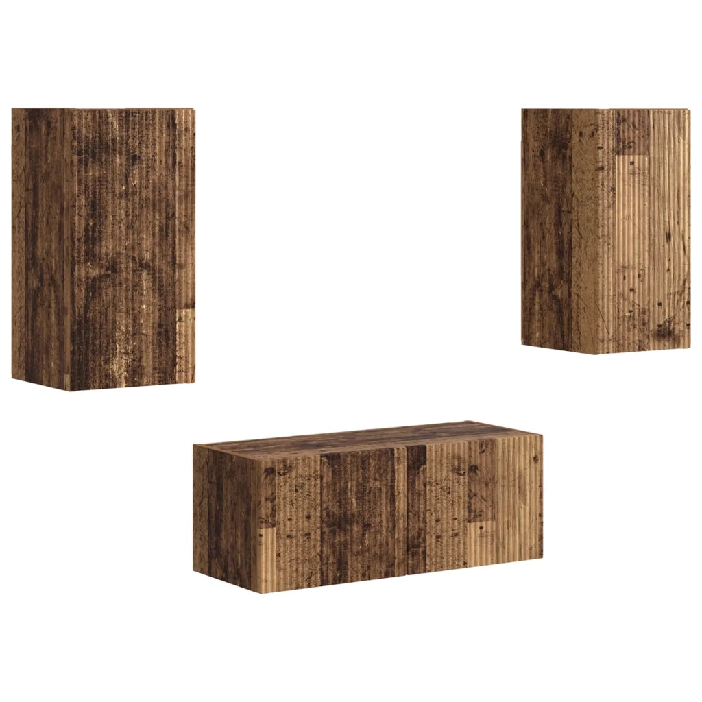 Set mobile TV 2 pz-Credenza per TV Legno vecchio Legno multistrato 461642